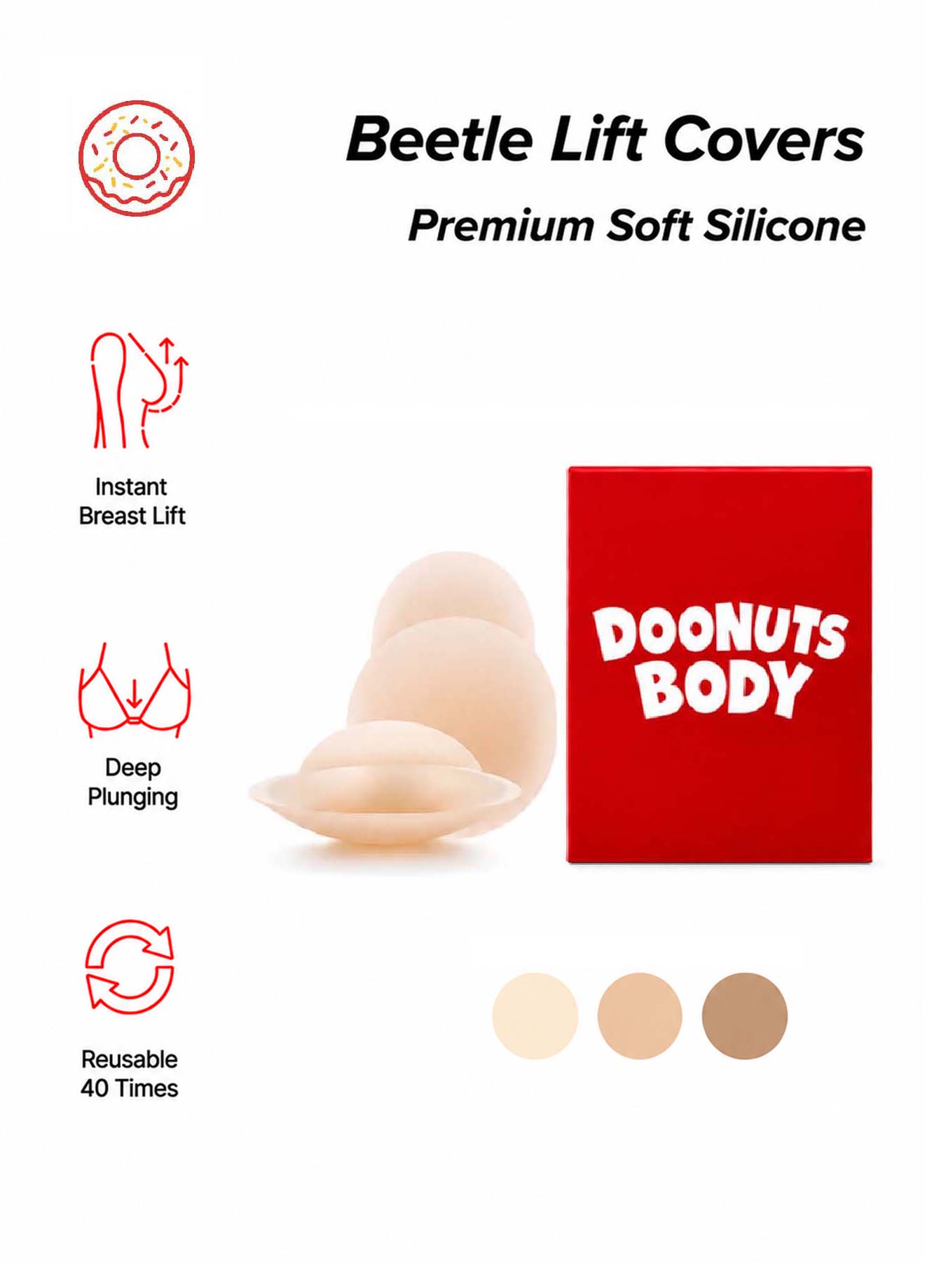 Nipple Cover Pasties - DOONUTS – Adesivos invisíveis para levantar