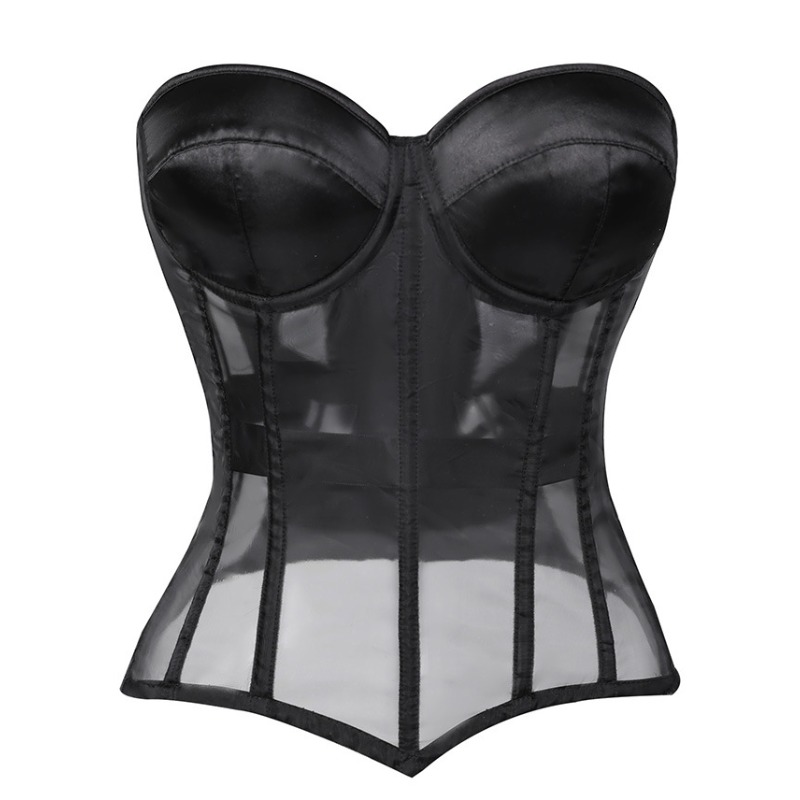 Corset Waist Cinch - Corset preto sem alças em malha